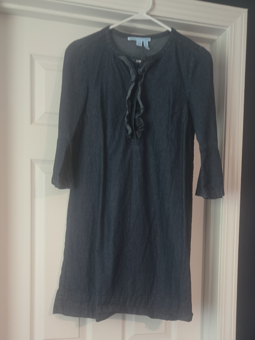 Draper James Dark Blue Ruffle-Front Tunic